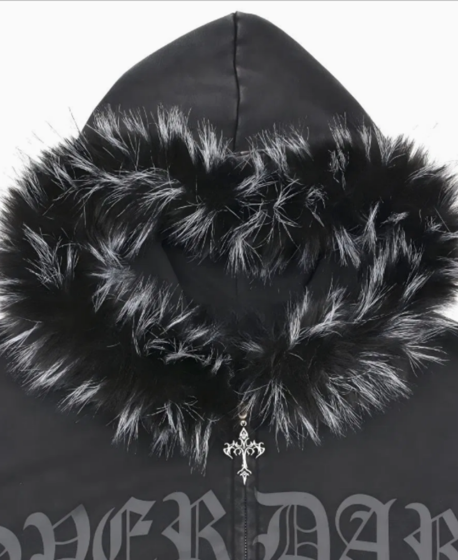 Over Dark Fur Hoodie