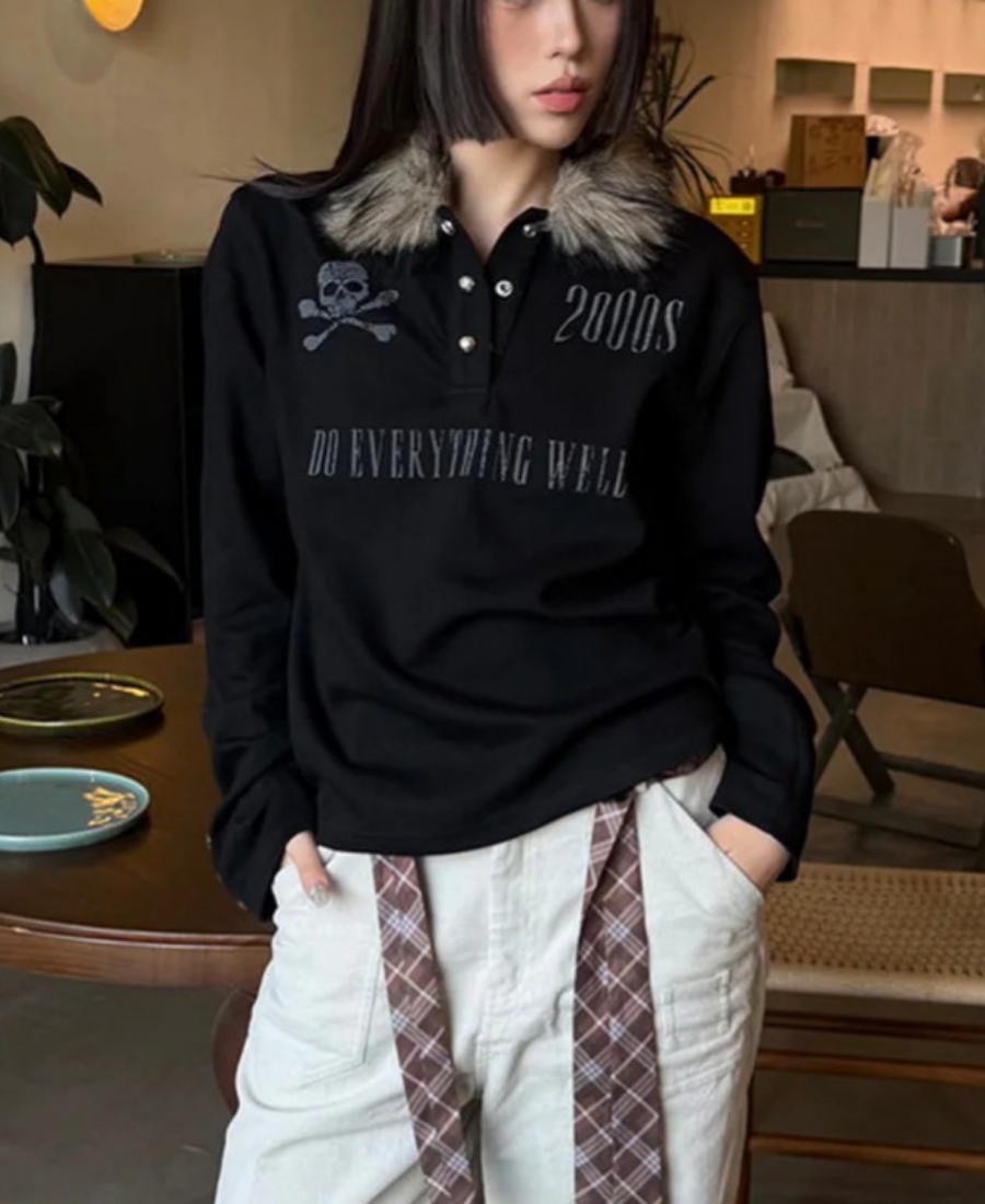 2000s Fur Long Polo Tee