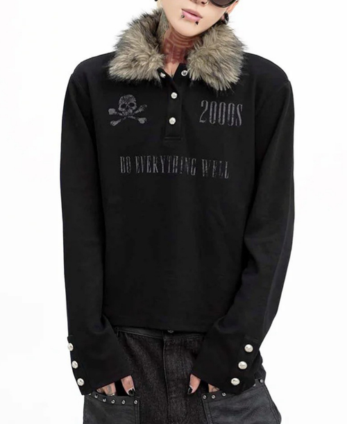 2000s Fur Long Polo Tee