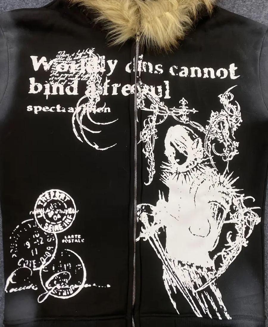Tan Fur Worldly Sins Hoodie