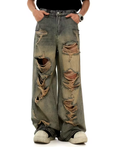 Dirty-Wash Ripped Pants