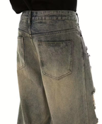 Dirty-Wash Ripped Pants