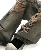 Dirty-Wash Ripped Pants