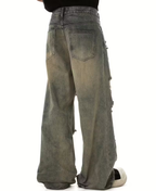 Dirty-Wash Ripped Pants