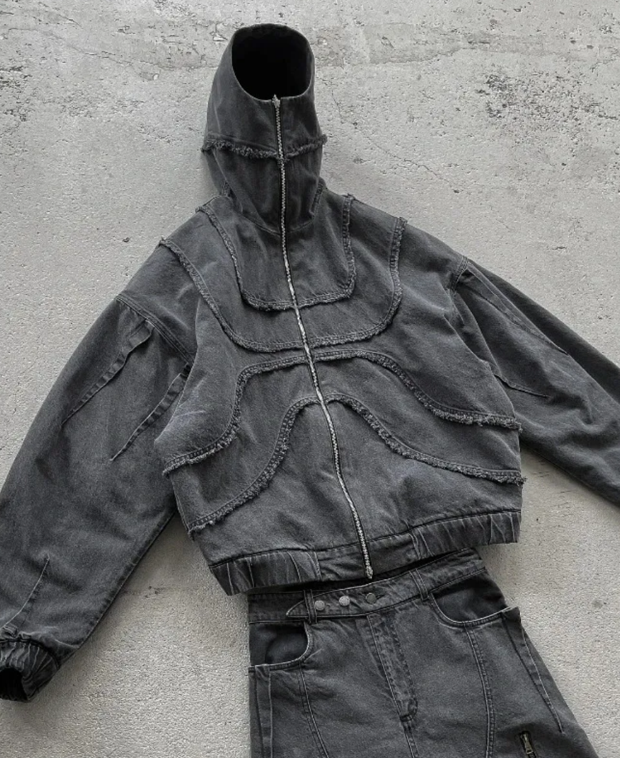 Denim Panel Hoodie