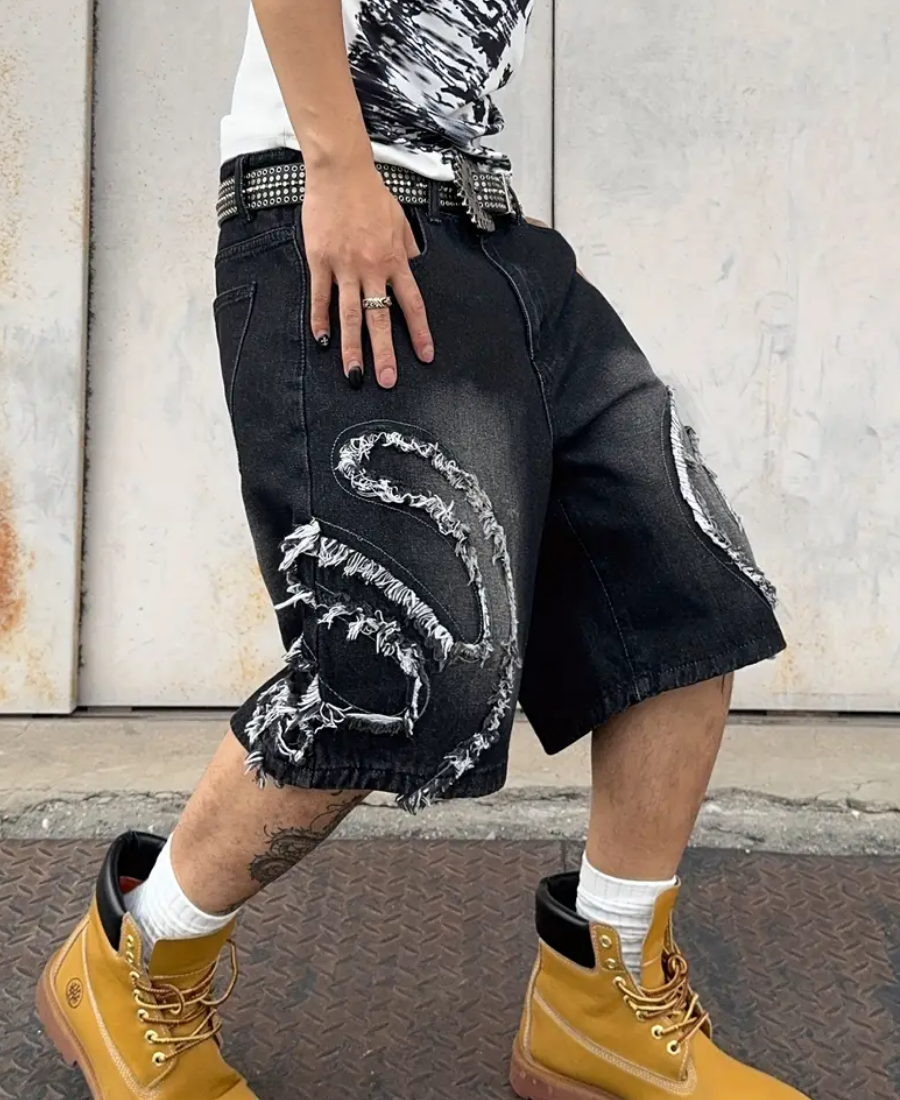 Swirl Distressed Archive Şort