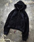 Faux Fur Contrast Zip-Up