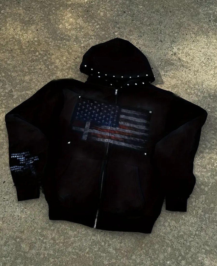 Salvation Flag Studded Zip-Up