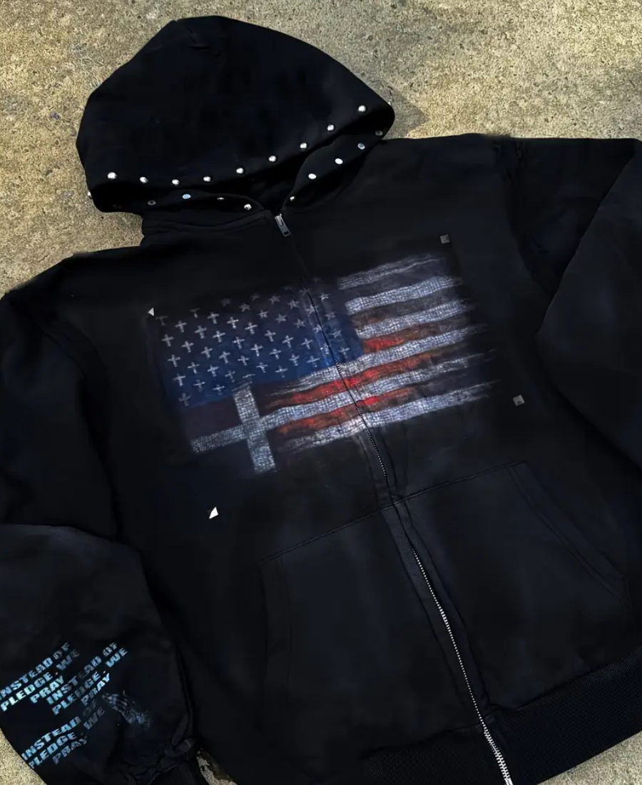Salvation Flag Studded Zip-Up