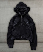 Faux Fur Contrast Zip-Up