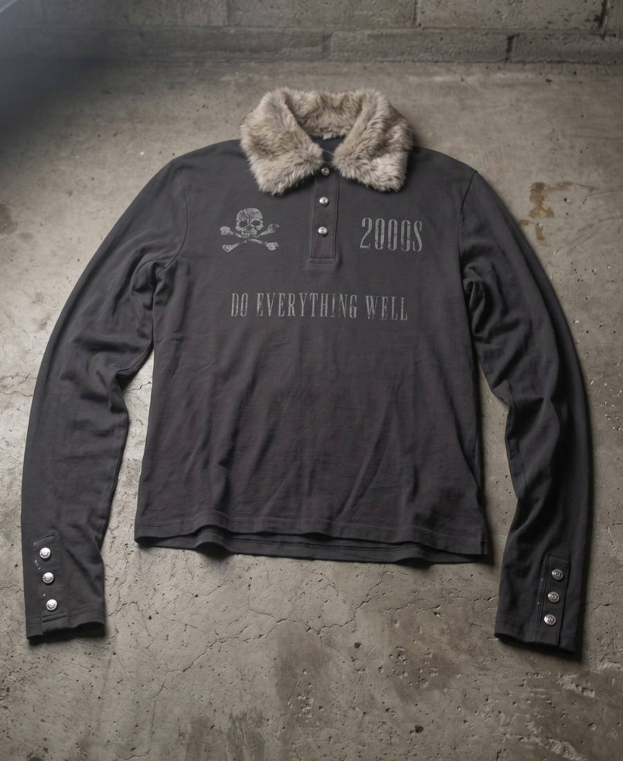 2000s Fur Long Polo Tee