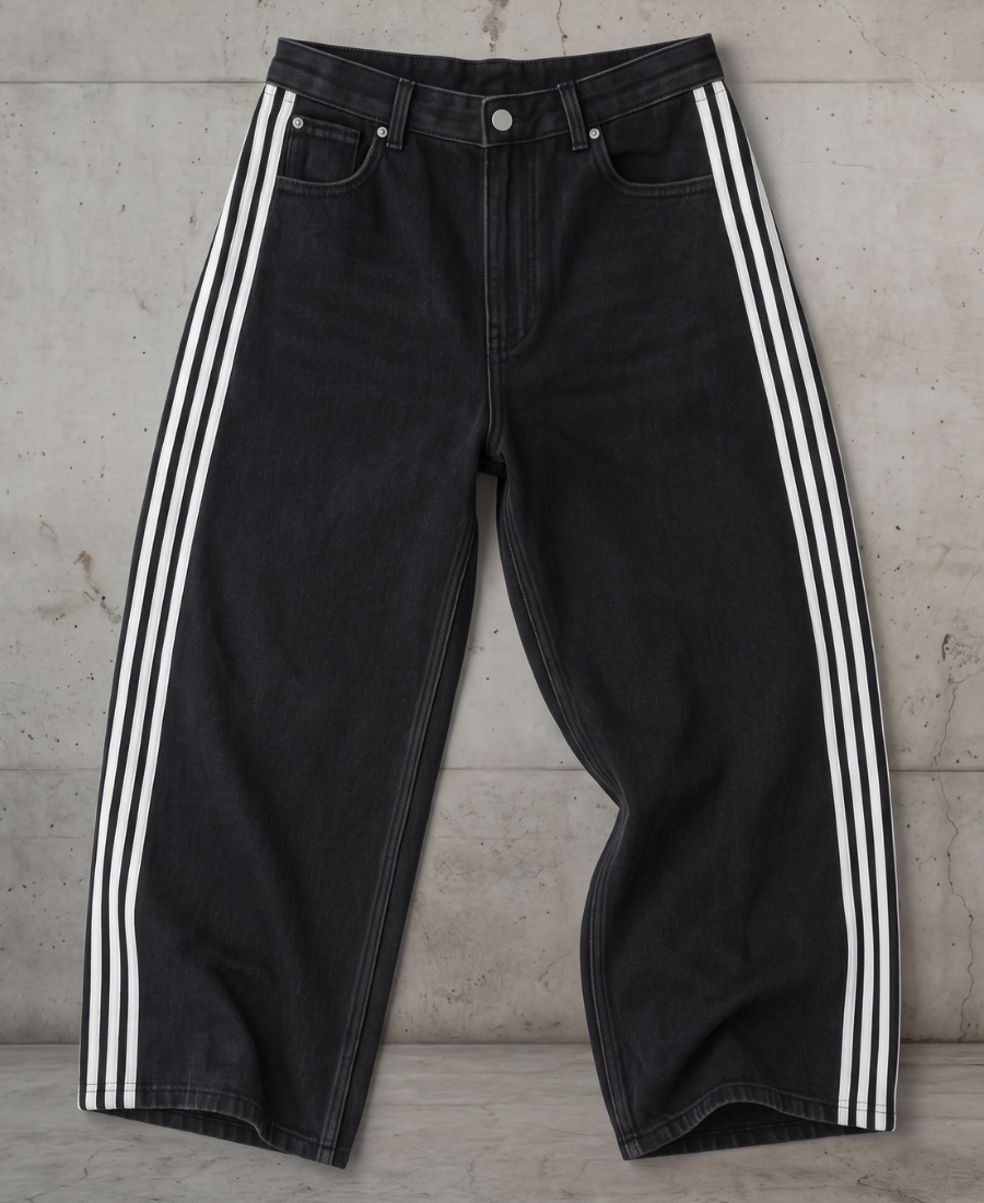 Noir Side-Line Baggy Pants