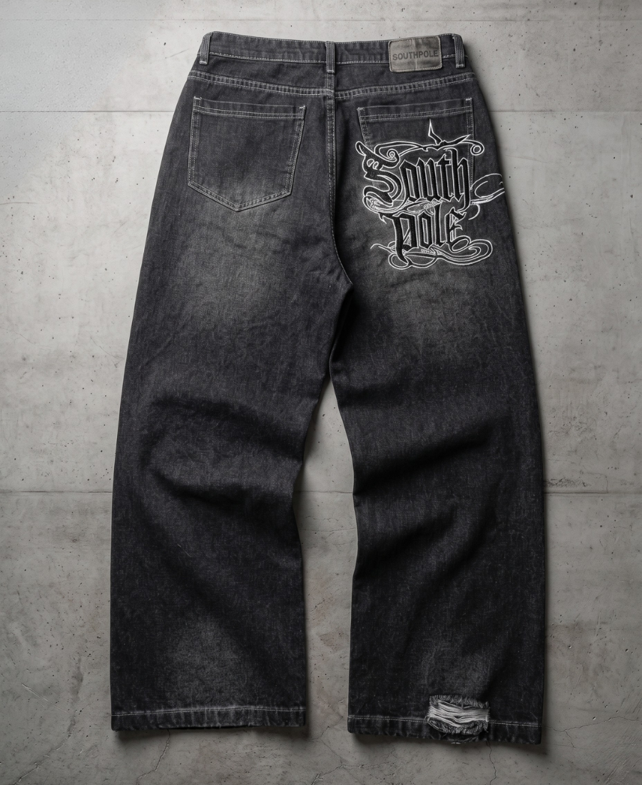 Y2K Gothic Script Baggy Pants