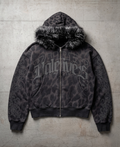 Black Slicked Leopar Hoodie