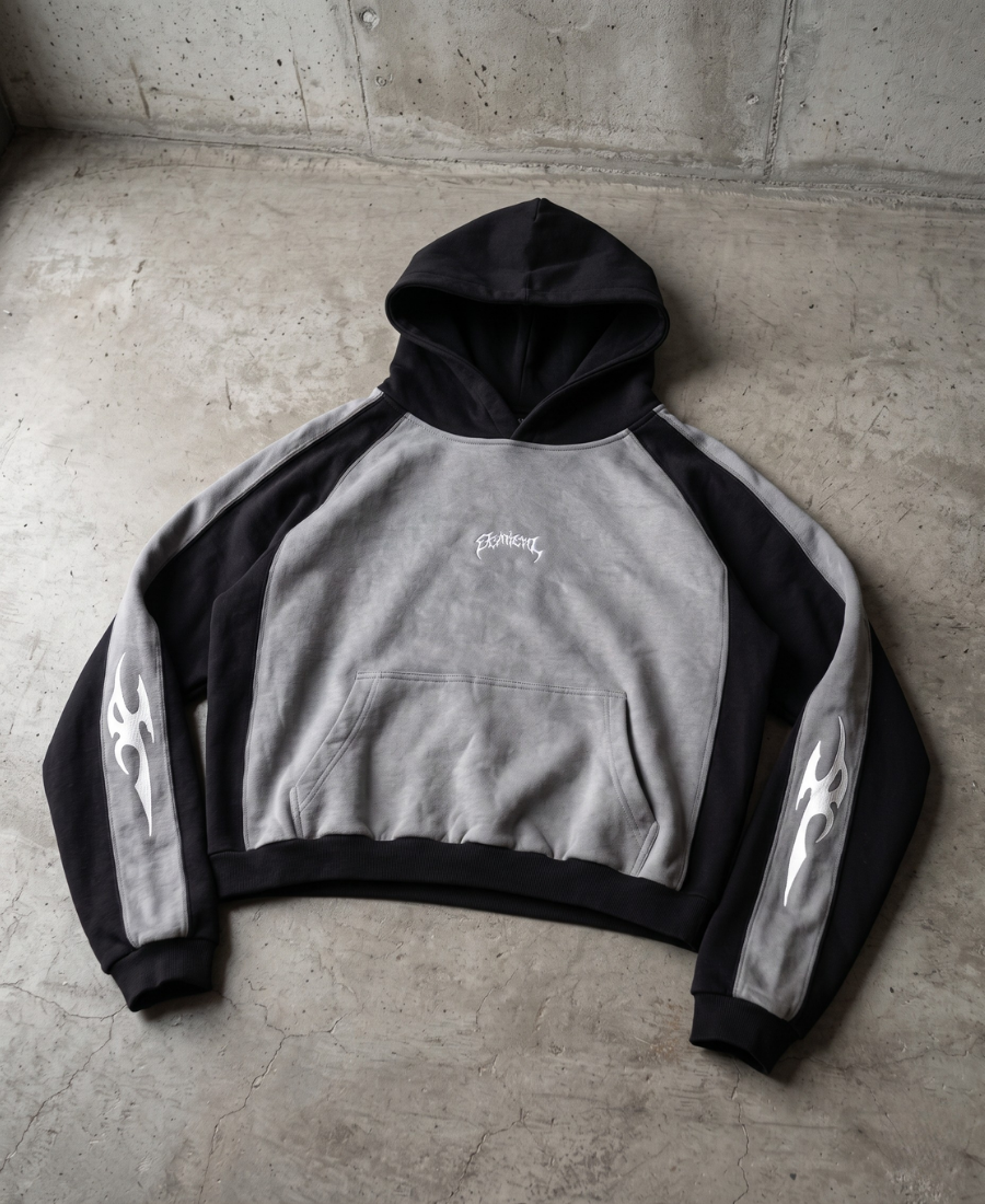 Tribal Sleeve Paneled Hoodie