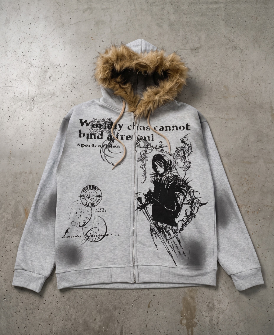 Tan Fur Worldly Sins Hoodie