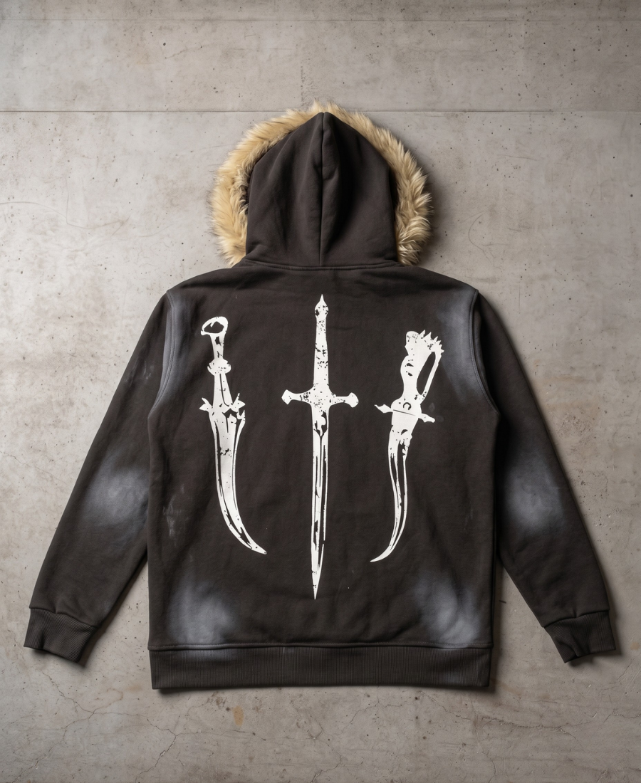 Tan Fur Worldly Sins Hoodie
