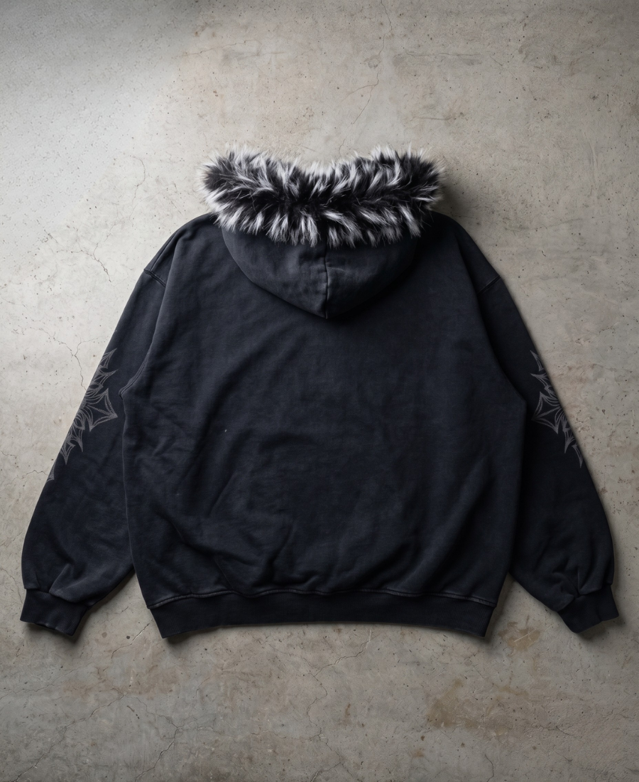 Over Dark Fur Hoodie