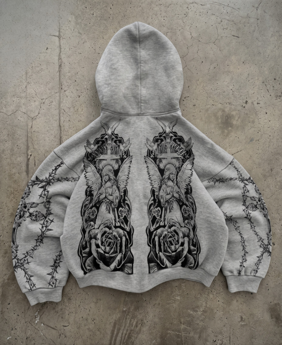 Angelic Thorns Grey Zip-Up