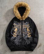Dangerous Golden Skull Fur Zip-Up