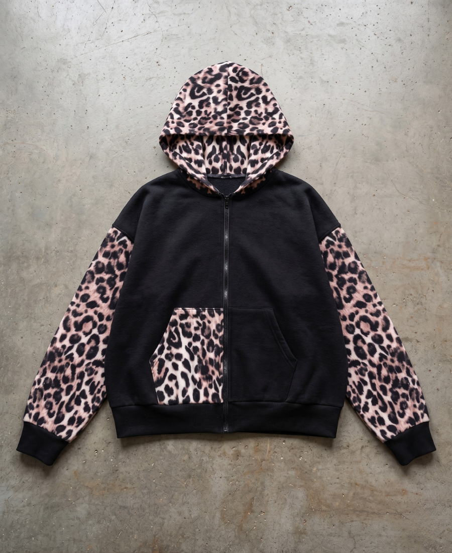 Leopard Patchwork Hoodie
