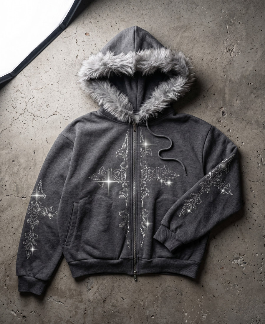 Opium Glitz Crucifix Hoodie