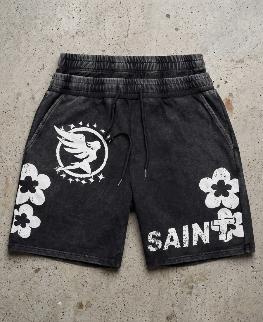 Saintly Blossom Acid Wash Şort