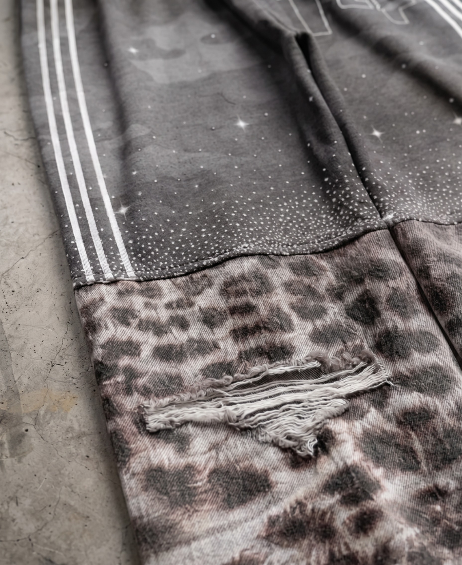 Pantalón de chándal de leopardo gris con cintura elástica