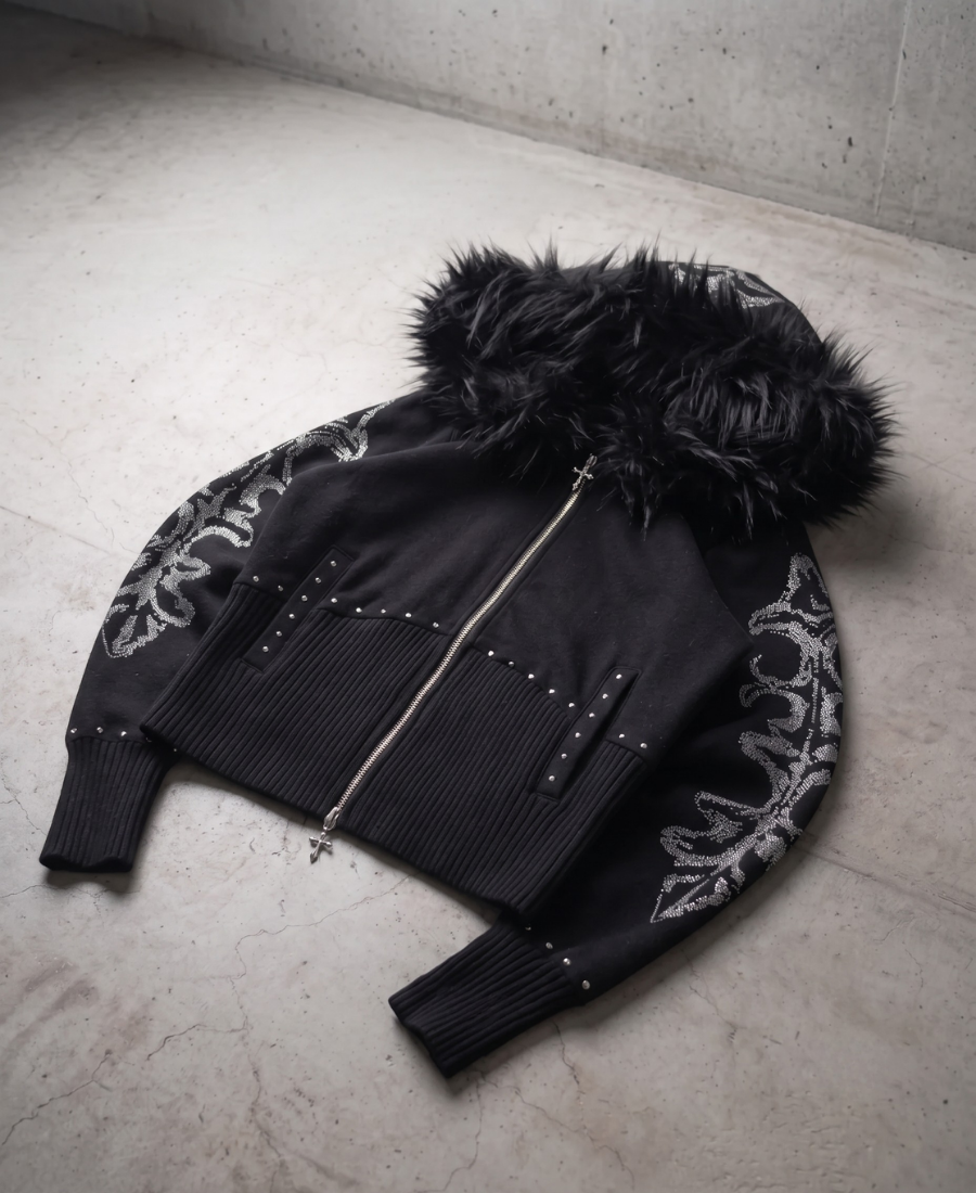 Sudadera con Capucha Negra Furline