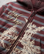 Sudadera con capucha a rayas desgastada