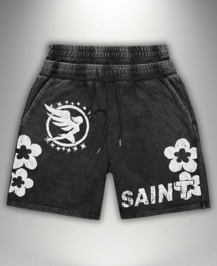 Saintly Blossom Acid Wash Şort