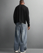 Script Embroidered Baggy Pants