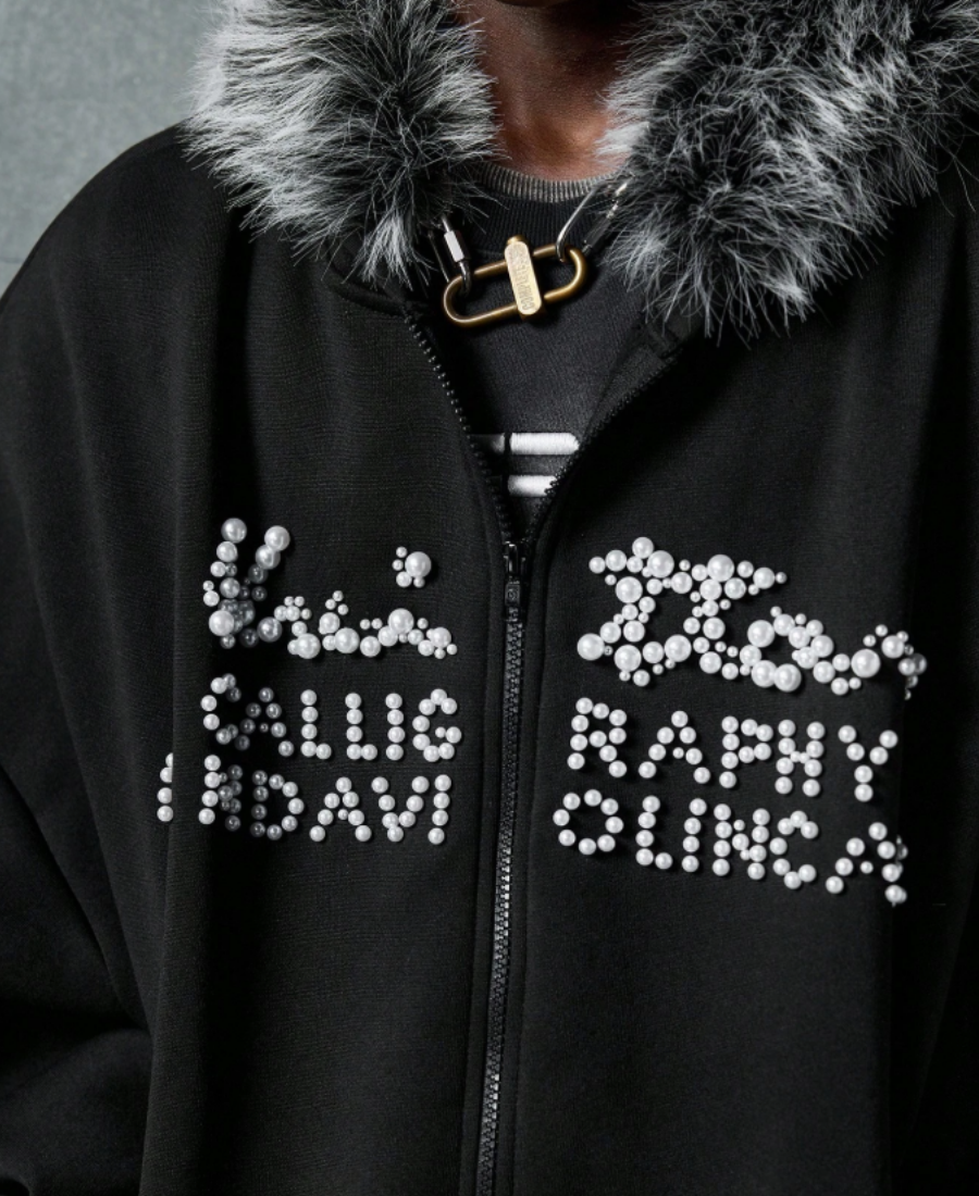 Faux Fur Pearl Zip-Up