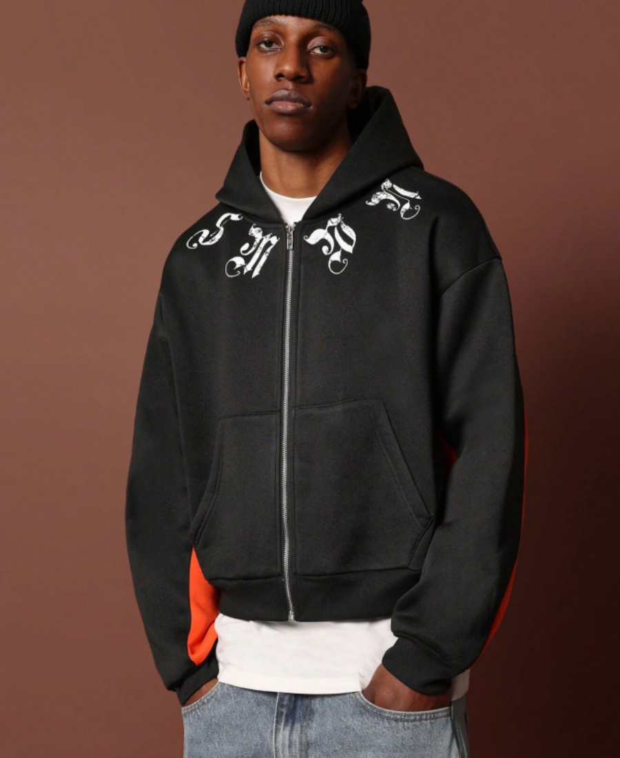 Gothic Collar Contrast Zip-Up