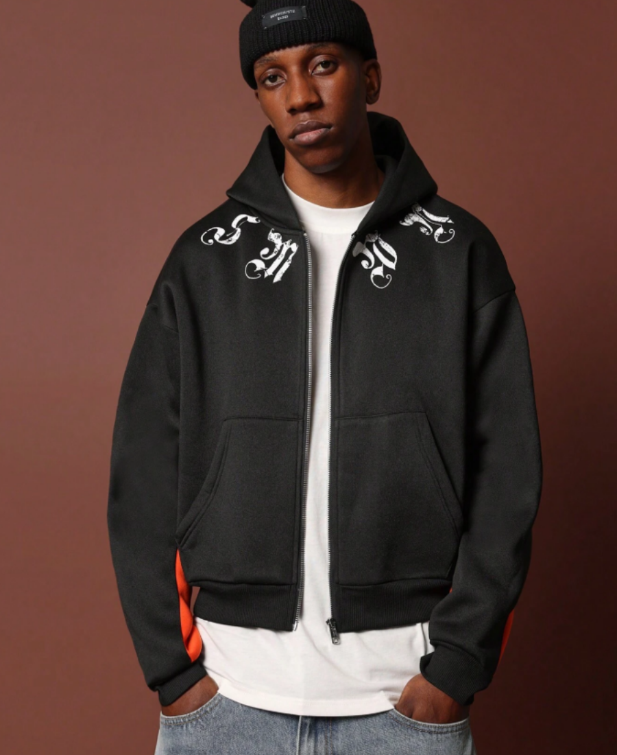 Gothic Collar Contrast Zip-Up
