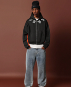 Gothic Collar Contrast Zip-Up