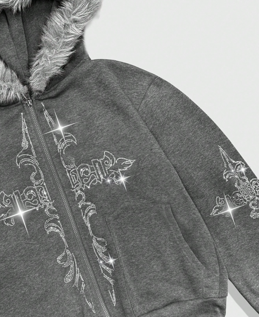 Opium Glitz Crucifix Hoodie