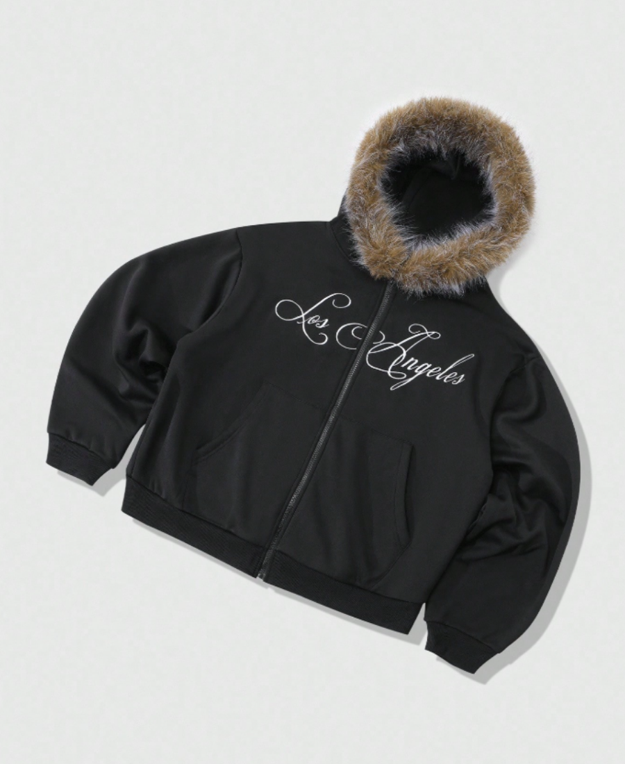 Los Angeles Brown Fur Zip-Up