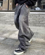 Curved Seam Acid Wash Pants