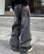Curved Seam Acid Wash Pants