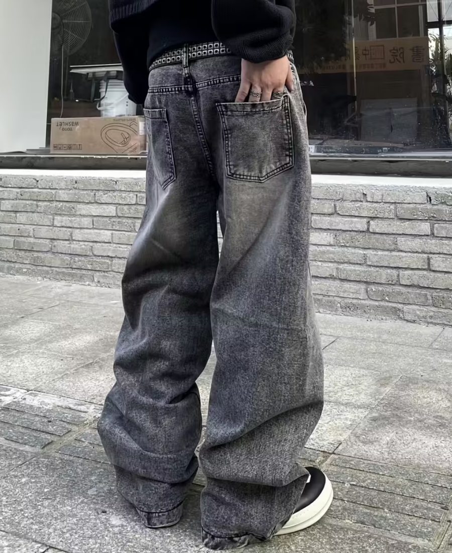 Curved Seam Acid Wash Pants