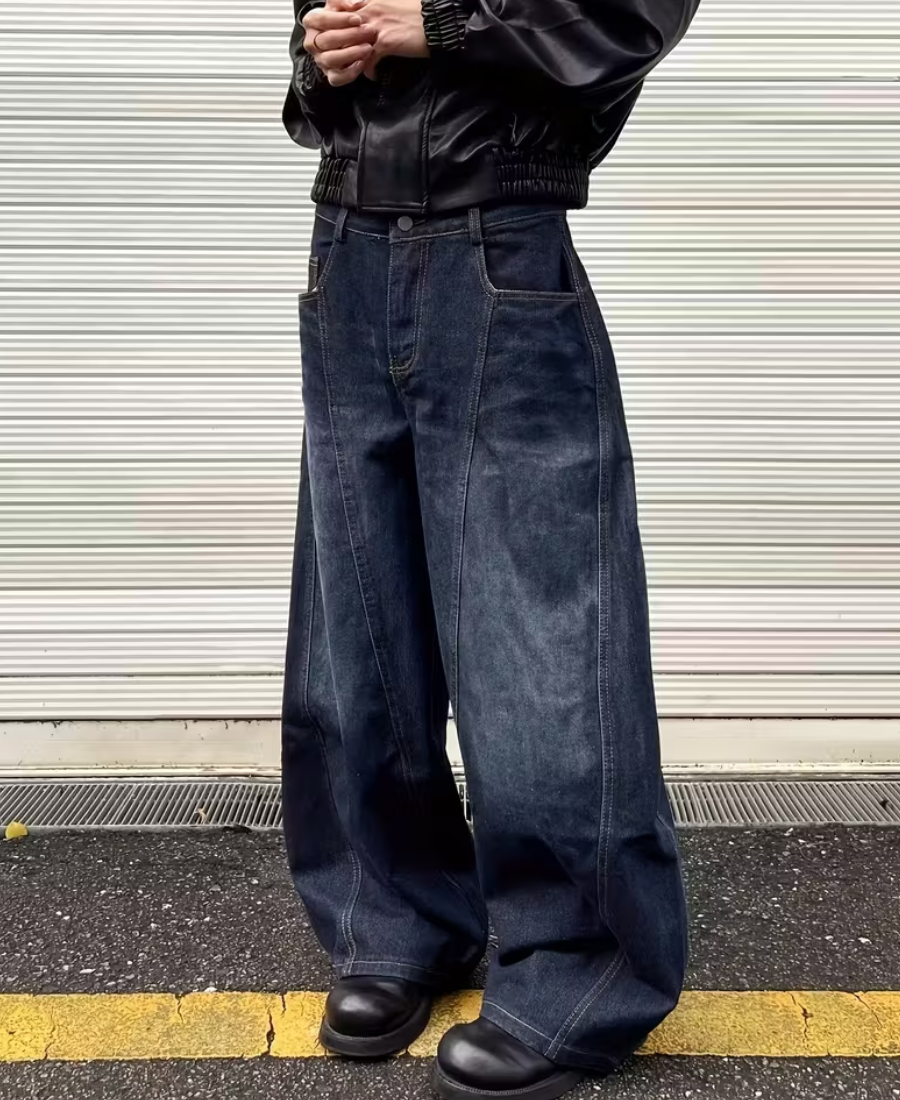 Sculpted Paneled Denim Pants