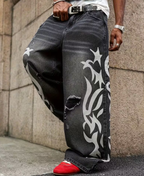 Y2K Tribal Flame Baggy Pants