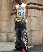 Y2K Tribal Flame Baggy Pants