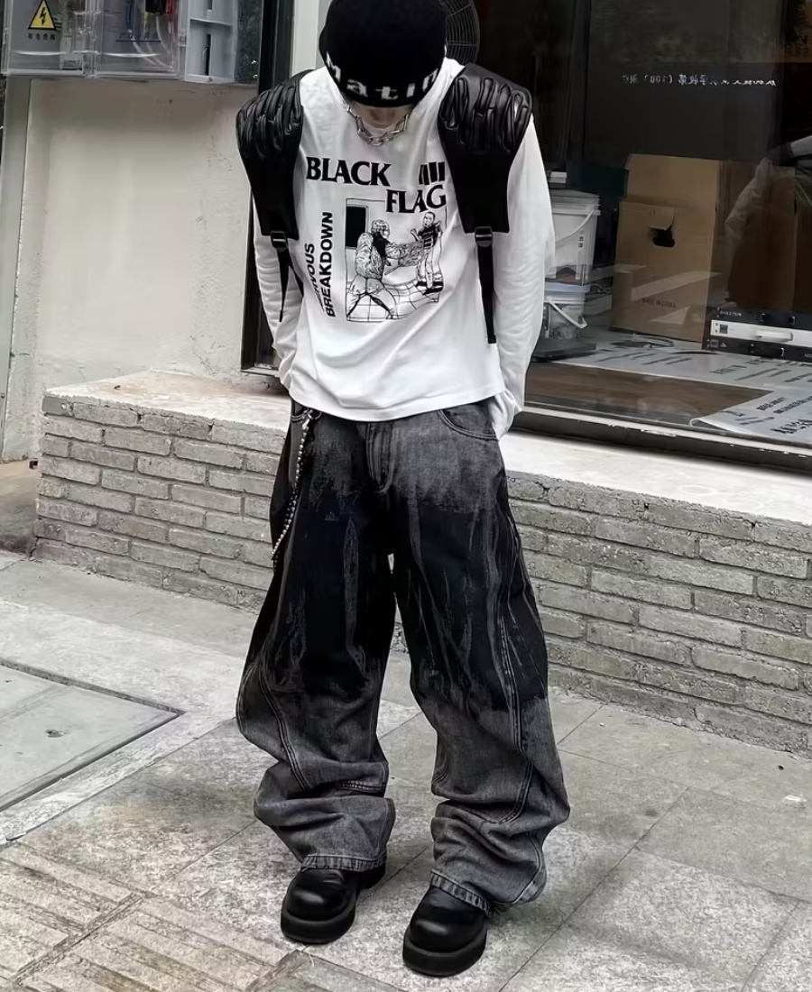 Industrial Spill Denim Pants