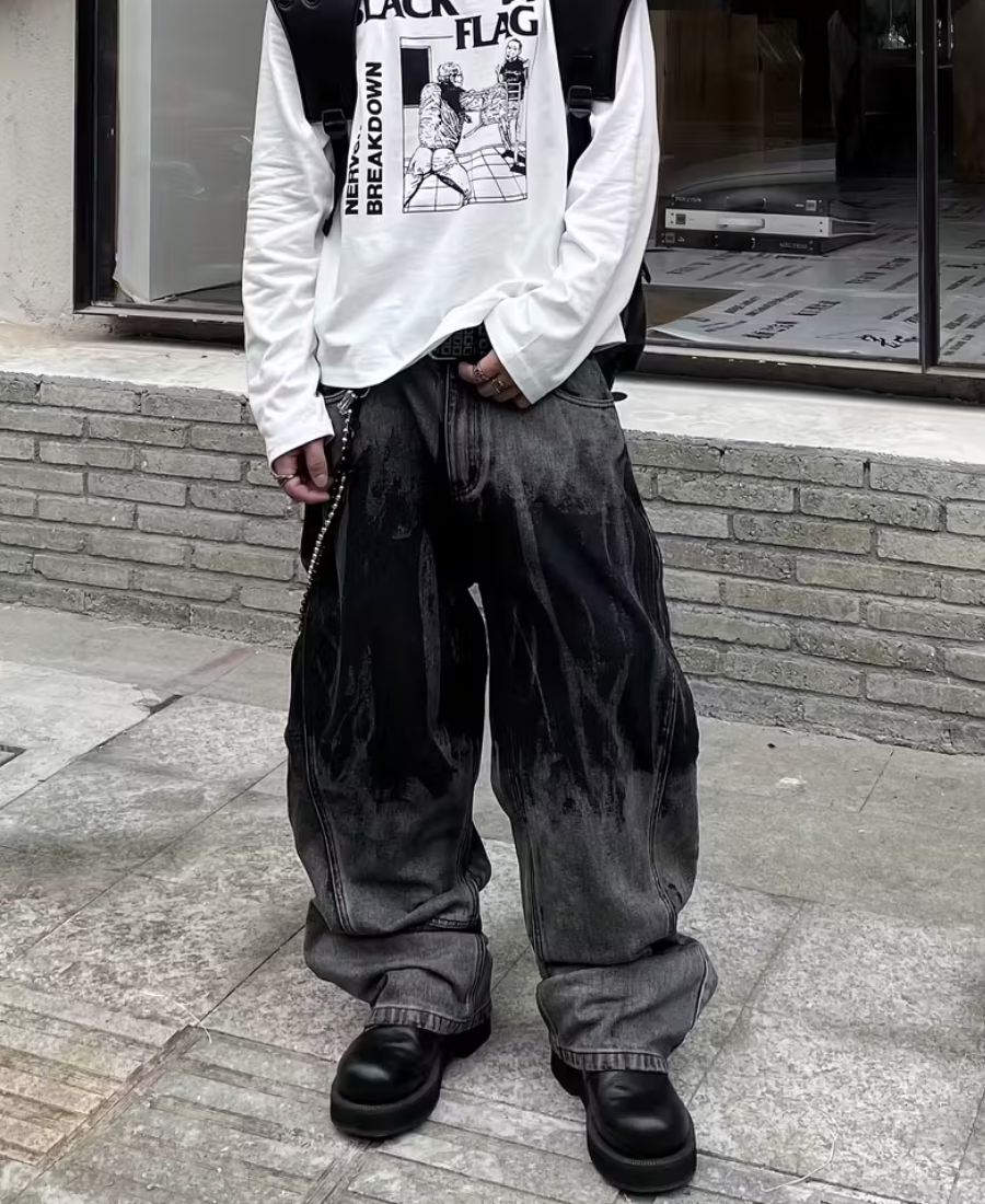 Industrial Spill Denim Pants