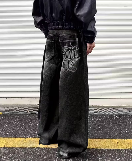 Y2K Gothic Script Baggy Pants