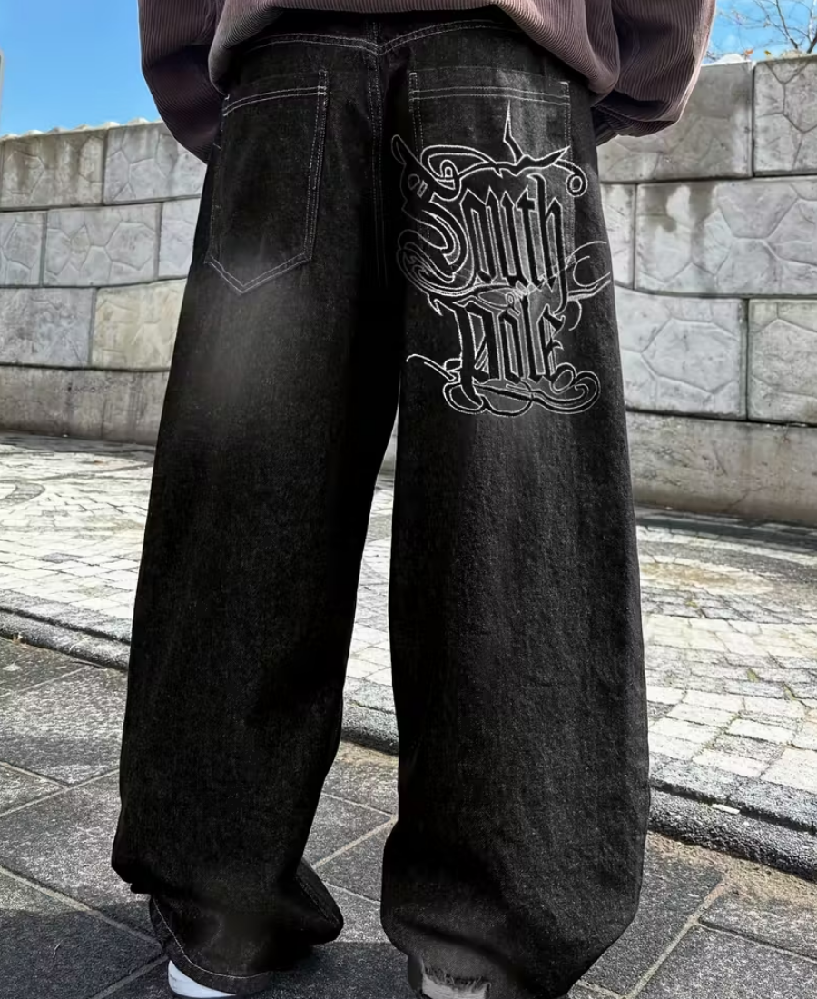 Y2K Gothic Script Baggy Pants