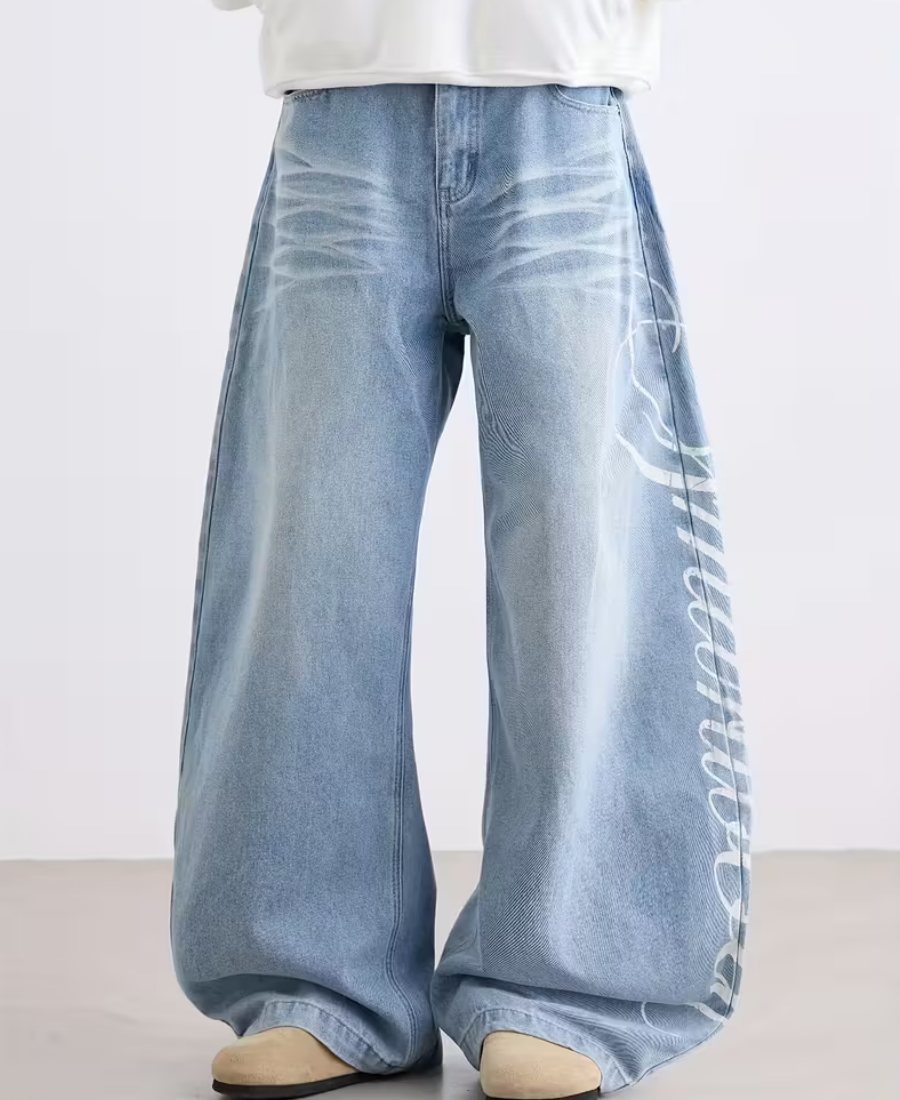 Vertical Script Baggy Pants