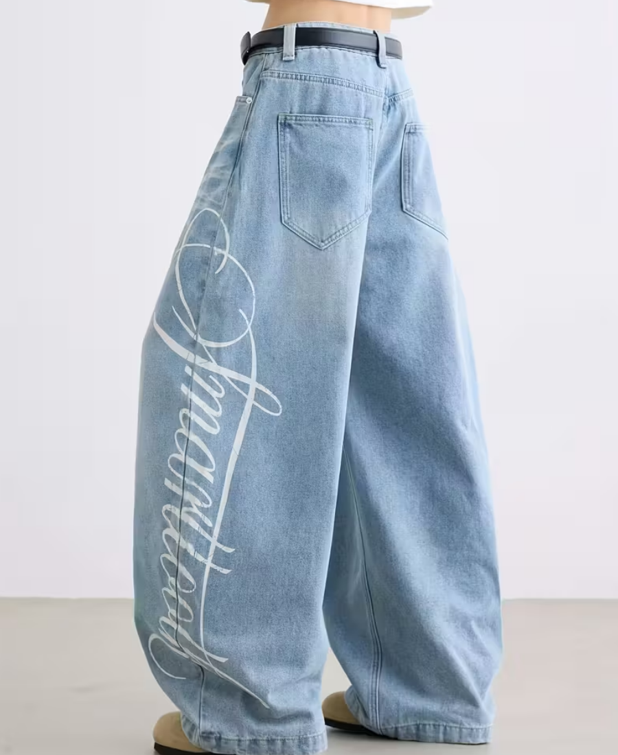 Vertical Script Baggy Pants